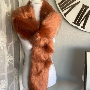 Luxurious Faux Fur Scarf in Rich Coral Fabulous Furs
